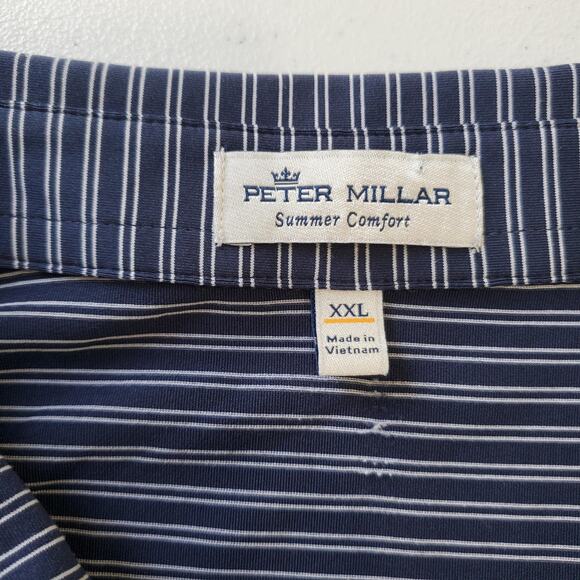 Peter Millar Texas Longhorns Summer Comfort Polo Shirt Mens 2XL Navy Stripe - Picture 4 of 9